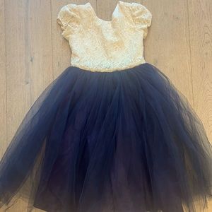 Fancy Kids Dress, Custom made, Tulle Bottom, Cream Lace top, size 8-10
